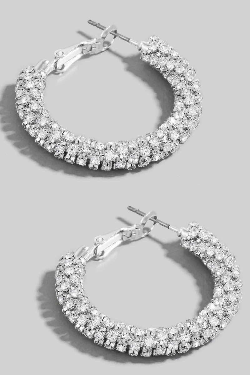 Studded Tube Hoop Latch Earrings | Silver