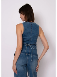 Vesta Stretch Denim Button Up | Didi Dark