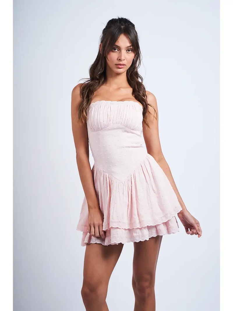 Clip Dot Soft Colour Lace Down Fit and Flare Mini