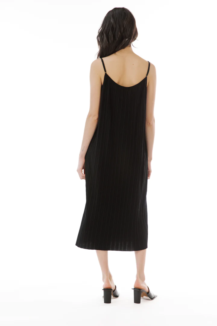 Raegan Pleated Slip Dress In Black