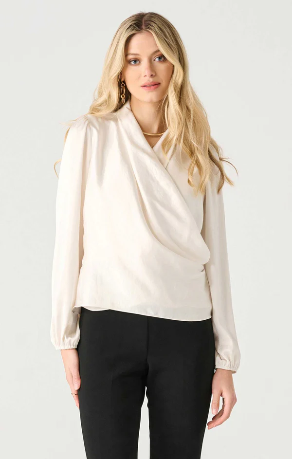 Soft Wrap Blouse in Pearl