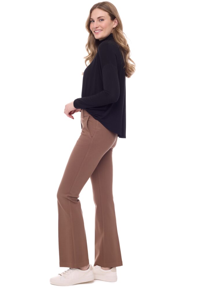 Axel Solid Boot Leg Ponte Pant in Truffle