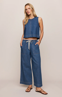 Sun Seeker Denim Cropped Tank | Deep Water
