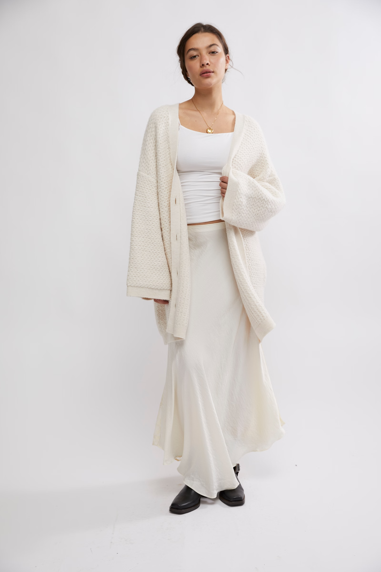 Herringbone Stitch Kimono in Ivory