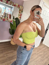 Gwen Rib Tube Top In Celery Green