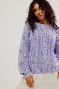 Frankie Cable Sweater In Heavenly Lavender