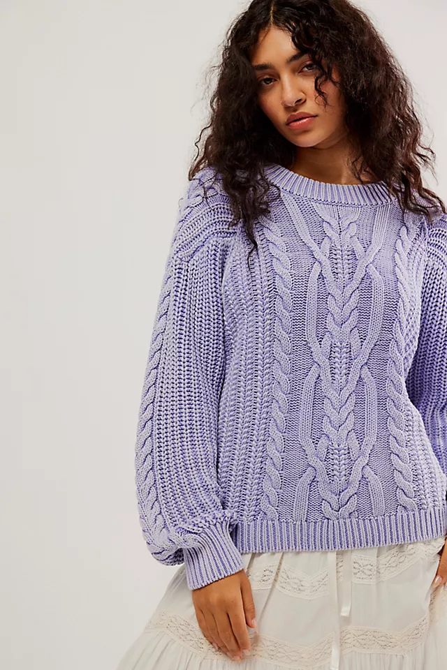 Frankie Cable Sweater In Heavenly Lavender