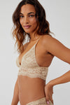 Maya Longline Lace Bralette In Winter Wheat