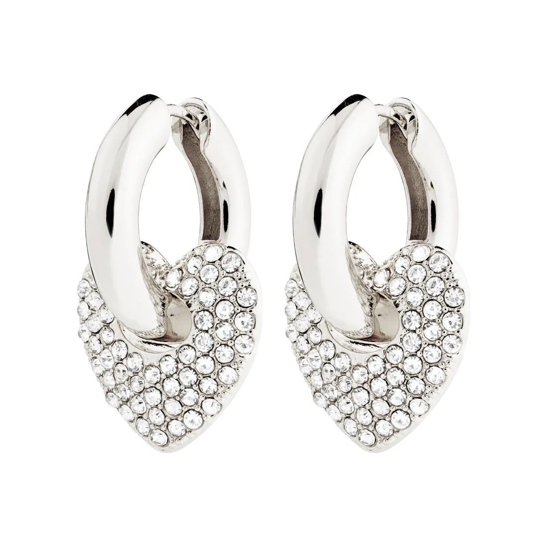 DUNE CRYSTAL HEART EARRINGS | SILVER