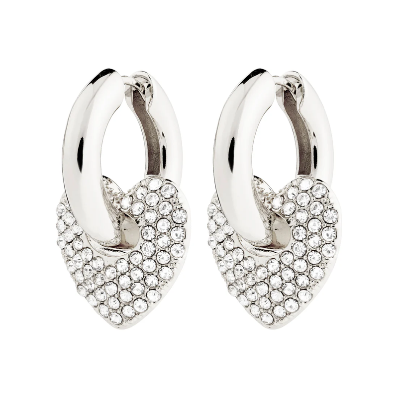 DUNE CRYSTAL HEART EARRINGS | SILVER