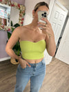 Gwen Rib Tube Top In Celery Green