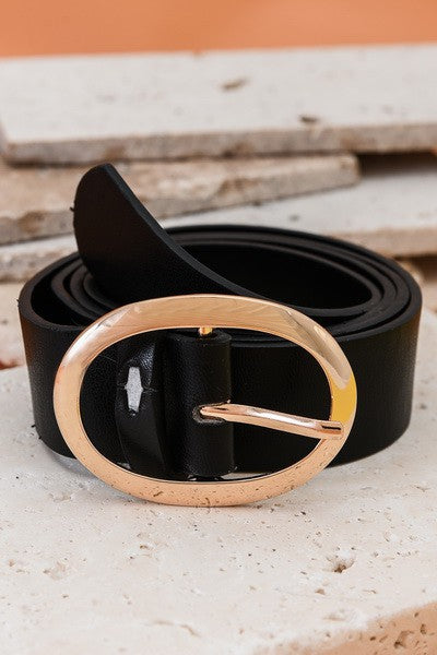 Oval Buckle Vegan Leather Belt