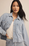 All Day Cropped Knit Jacket In Washed Indigo