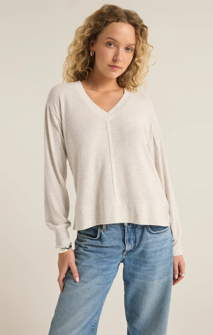 Wilder Cloud V-Neck Sweater in Light Oatmeal