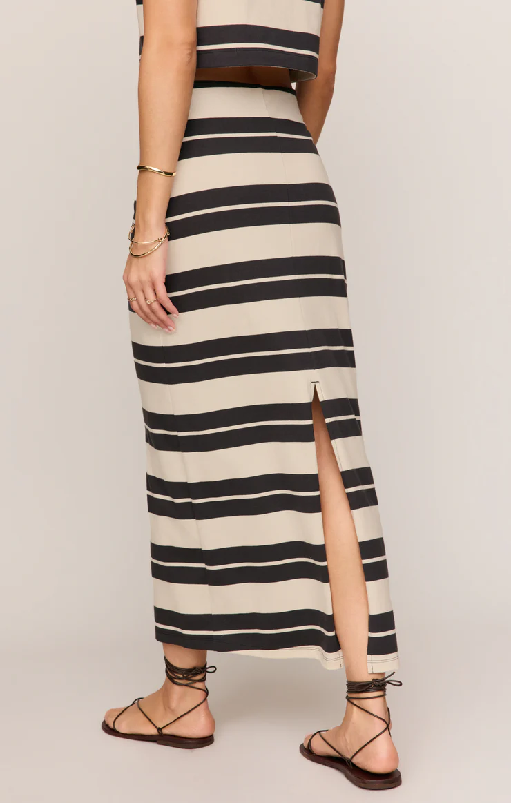 Gail Striped Midi Skirt | Ash Black