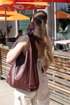 Knot Leather Shoulder Bag in Auggie Maroon