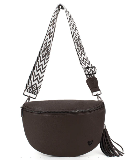 Kimberley Vegan Leather Sling Crossbody in Chocolate