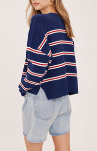 Echo Pullover Sweater | Navy Stripe