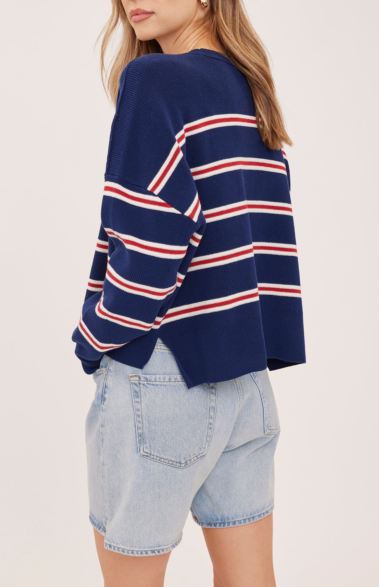 Echo Pullover Sweater | Navy Stripe