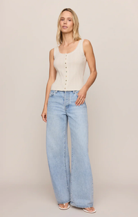 Lainey Pointelle Button Front Tank in Cloud