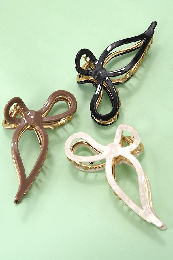 Jumbo Gold Casting Bow Hair Clip | Multiple Colours