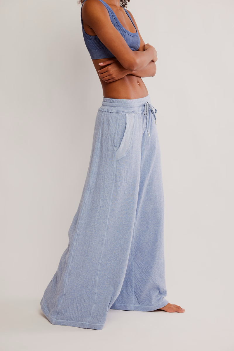Wait A Minute Wide Leg | Soft Chambray