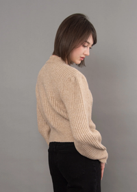 Trudy Scalloped Neck Cardigan | Taupe