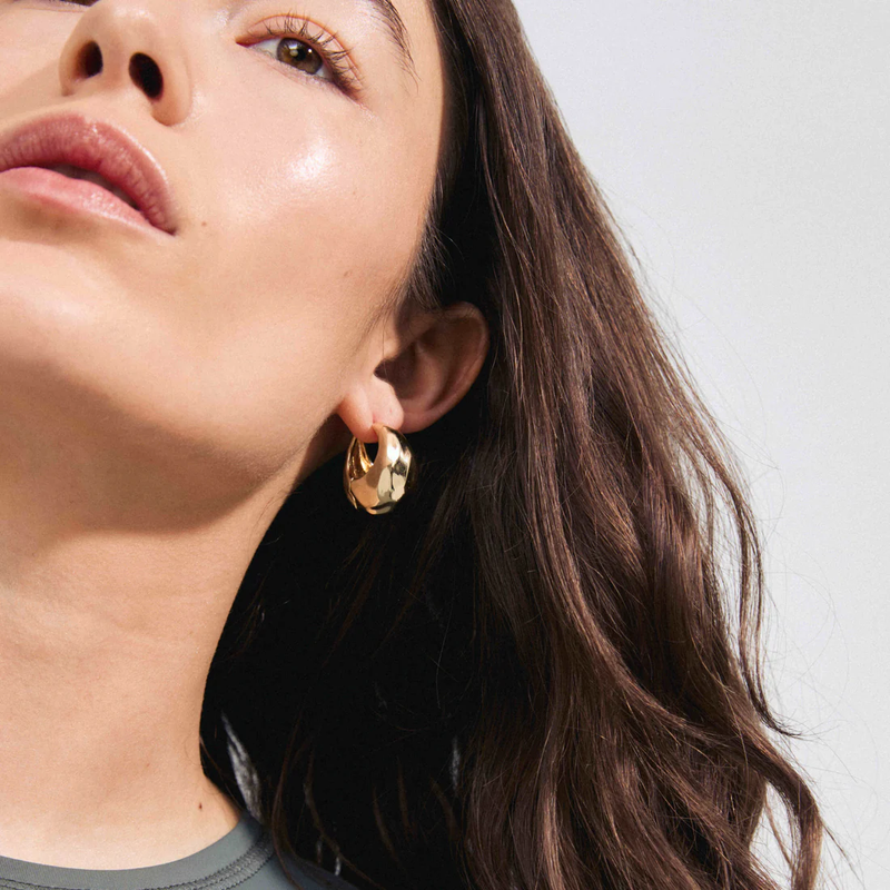 BELIEVE Recycled Chunky Hoop Earring Gold Plated