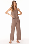 Raw Edge Waffle Cropped Wide Leg Pant in Hazelnut