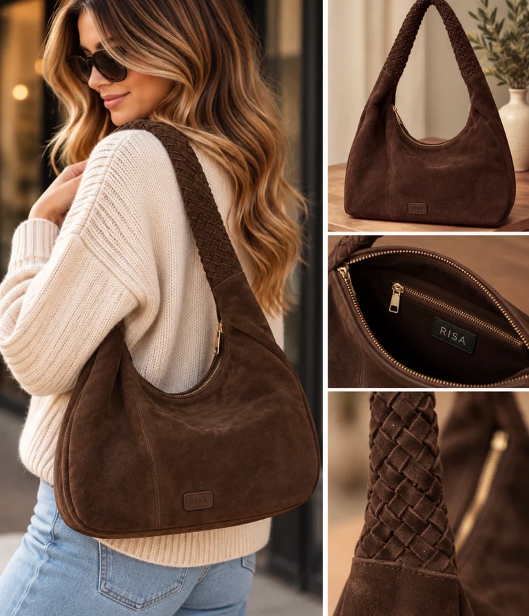 Kate Weave Suede Slouchy Bag | Two Colours