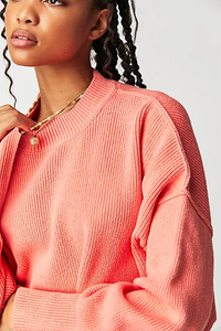 Easy Street Crop Pullover In Guava Juice