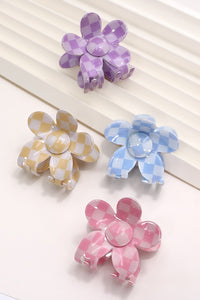 Jumbo Checker Flower Hair Clip