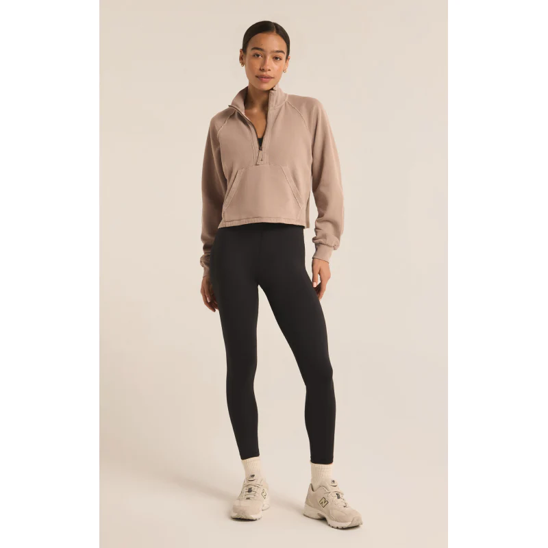 On The Run Half Zip Sweatshirt in Latte