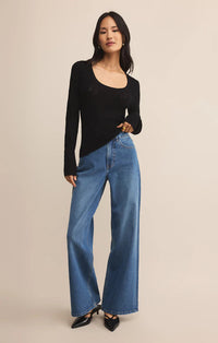 Tibi Scoop Mesh Sweater in Black