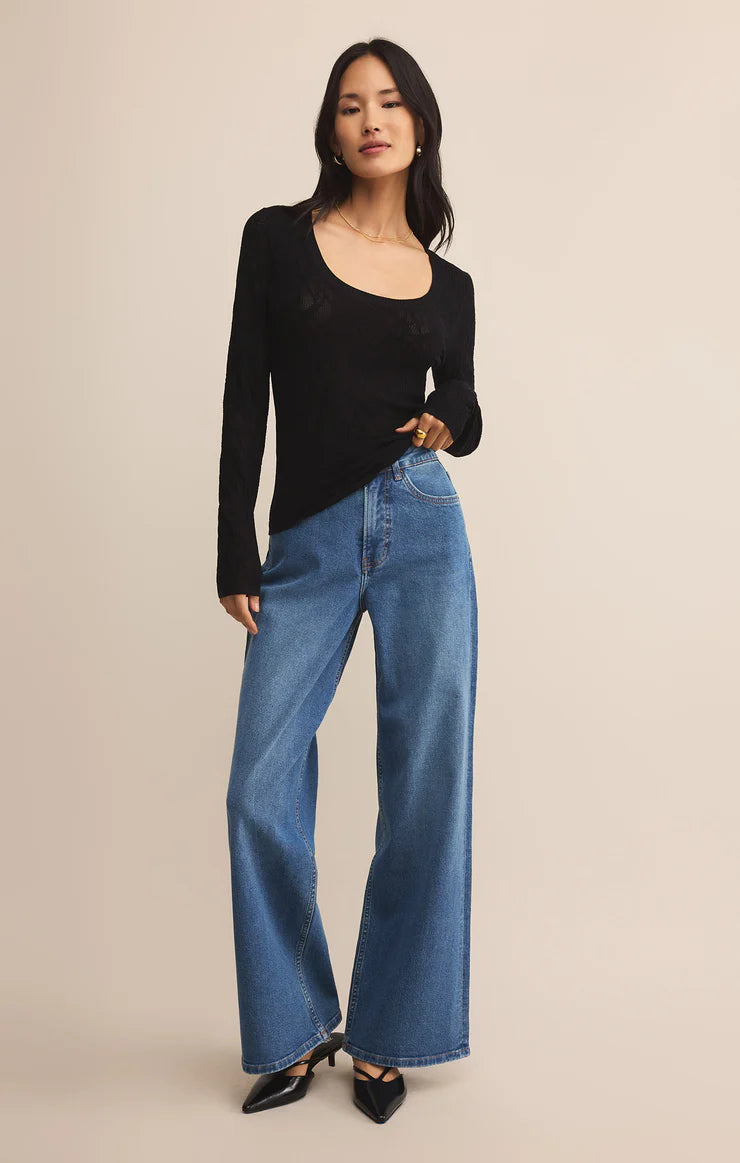 Tibi Scoop Mesh Sweater in Black