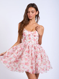 Mauve Floral Babydoll Sheer Mini