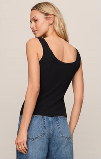 Lainey Pointelle Button Front Tank in Black