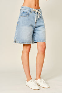 Straight Bermuda Denim Short With Drawstring