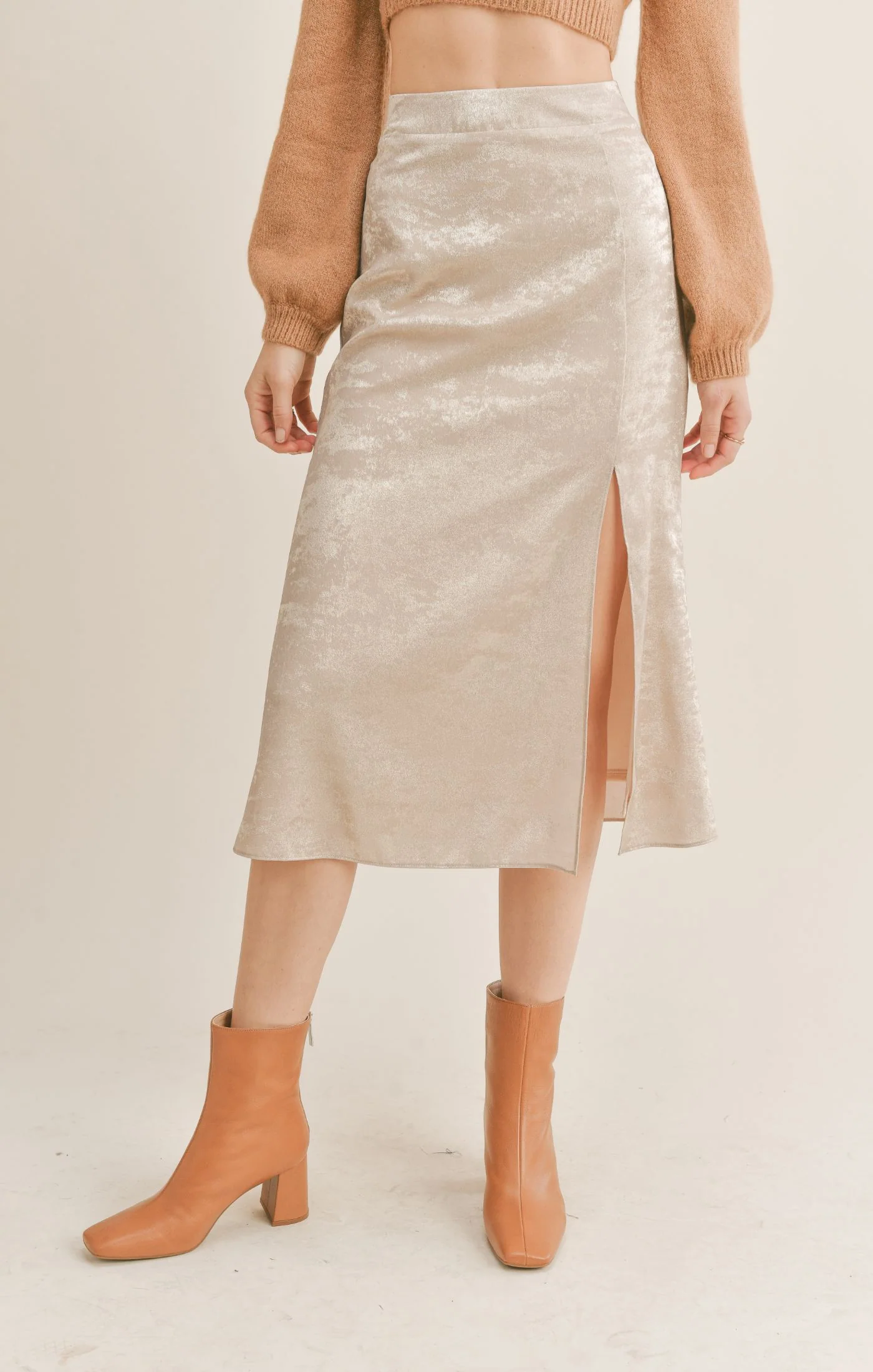 Luxe Life Midi Skirt in Champagne