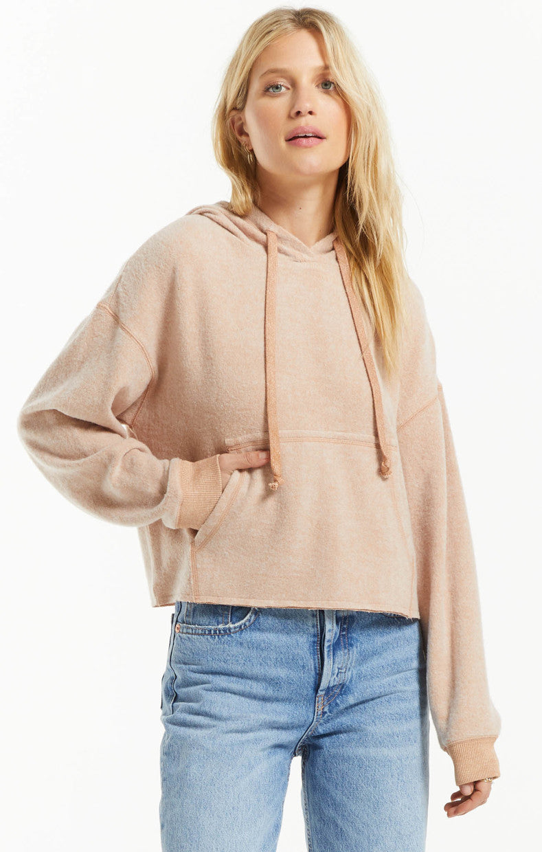 Charlie Cozy Knit Hoodie In Dusty Amber
