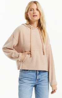 Charlie Cozy Knit Hoodie In Dusty Amber but