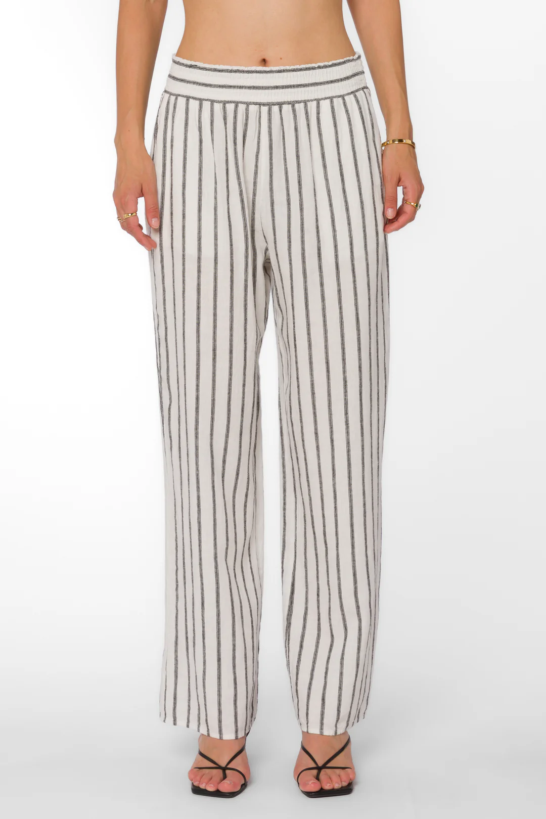Morella Black Stripe Linen Pants