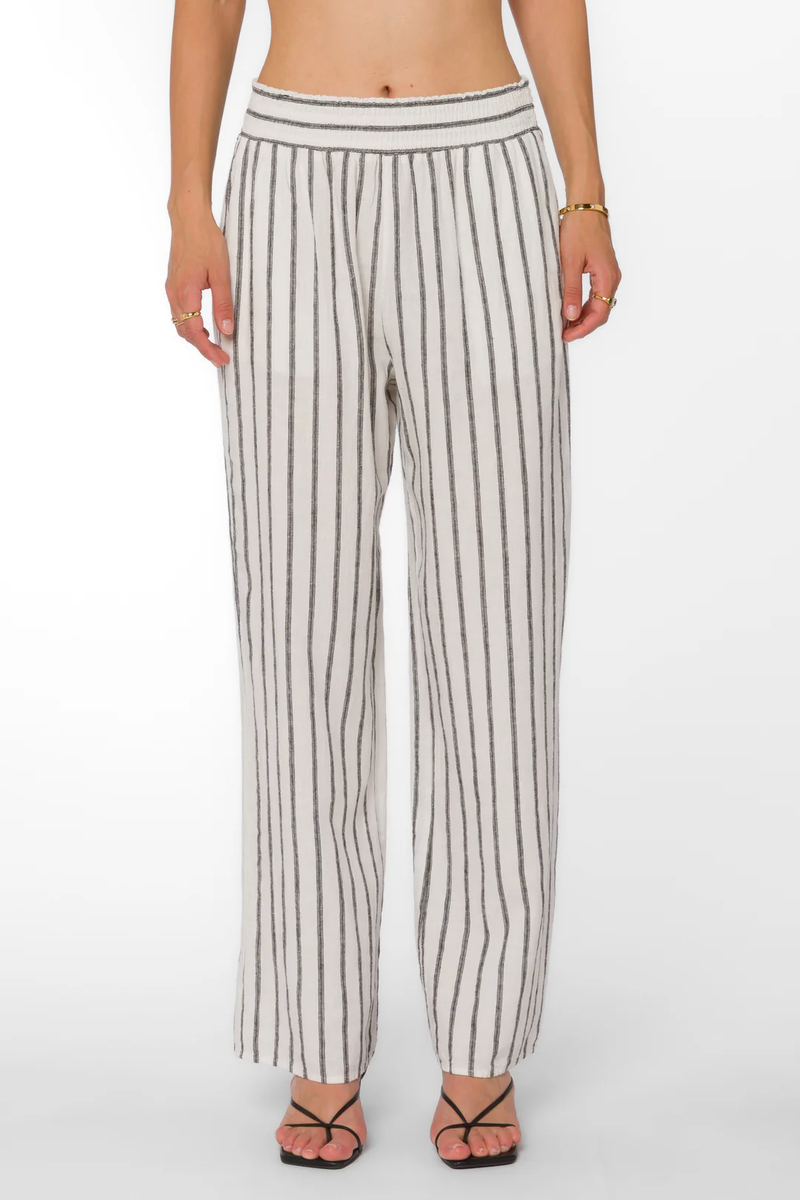Morella Black Stripe Linen Pants