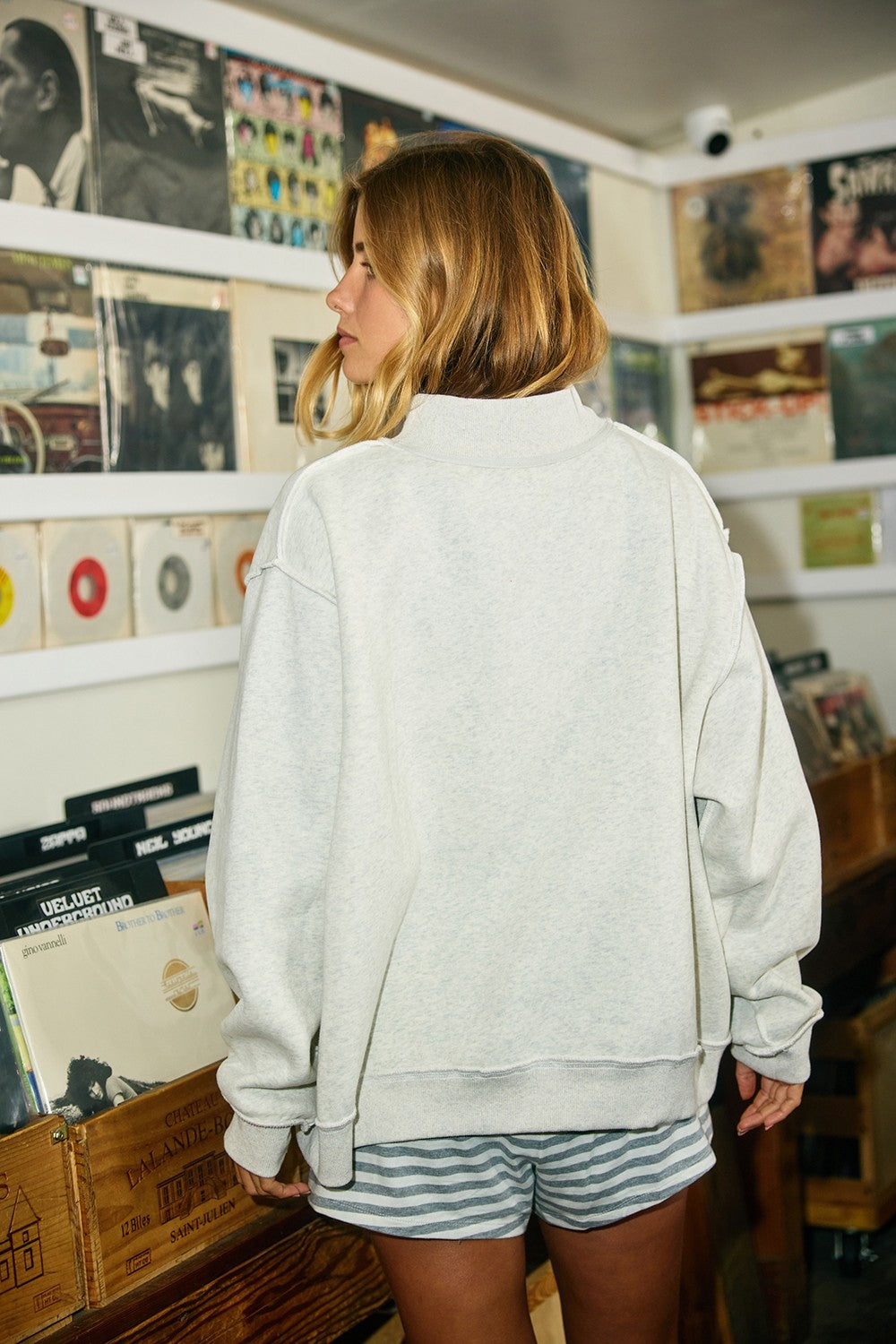 Pilates + Yoga Reversible Graphic Sweater | Ash Grey/Brown