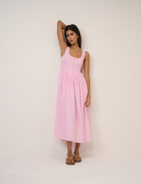 Pink Drop Waist Cora Midi Dress