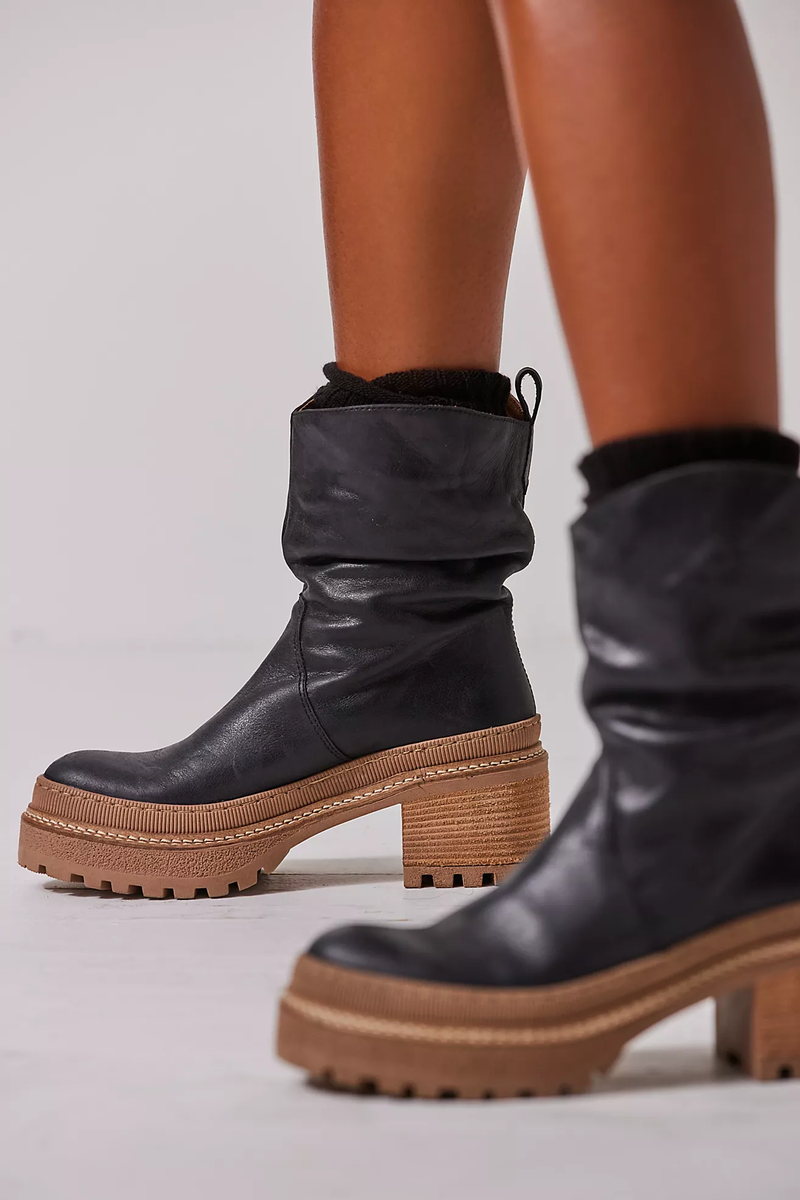 Mel Slouch Boot in Black Leather