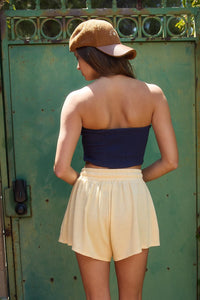 Drawstring Striped Shorts | Butter Yellow