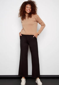 Roxanne Solid Ponte Wide-Leg Pant in Black