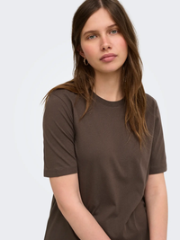 Happy Short Sleeve O-Neck Tee in Chocolate