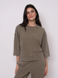 Brie French Terry Top in Olive